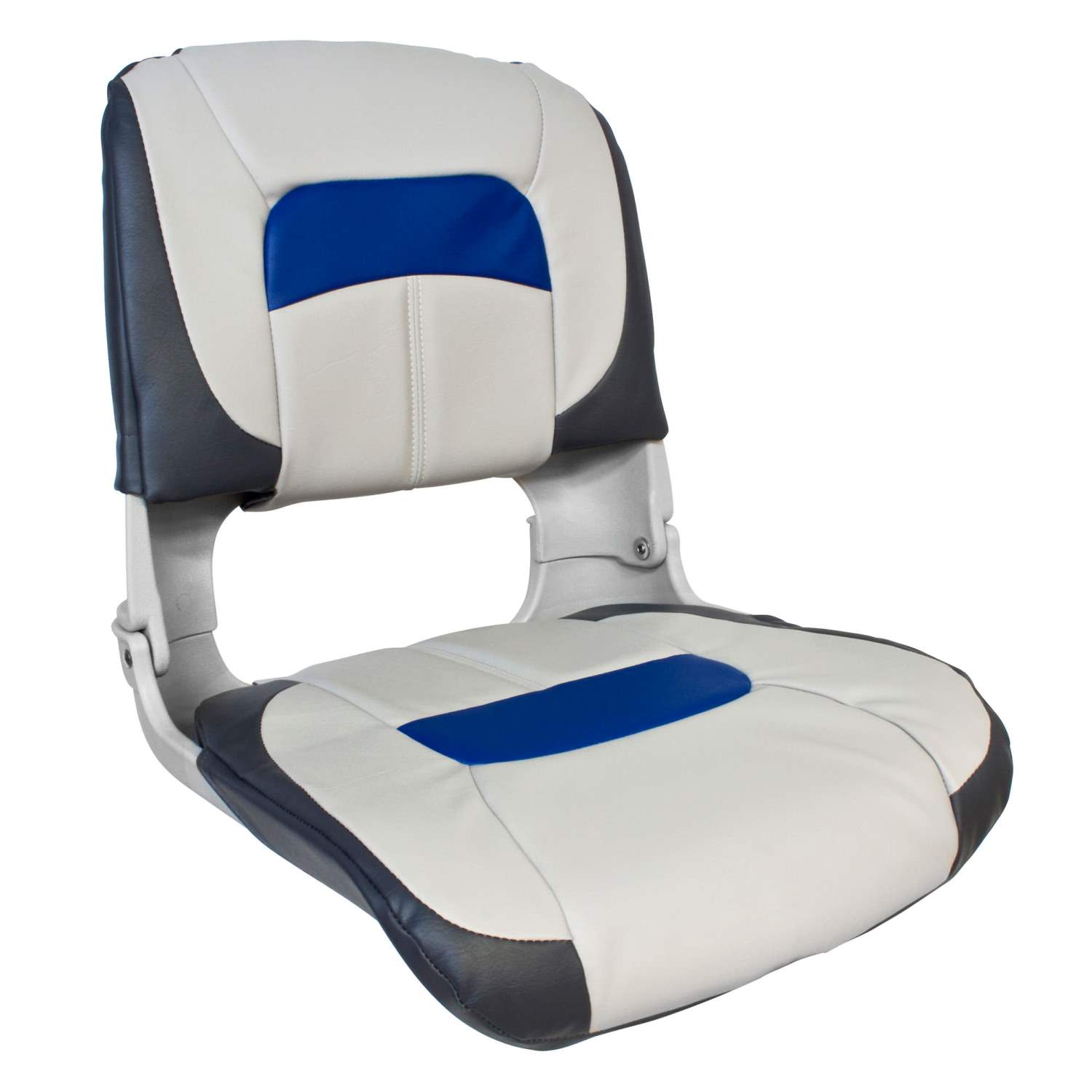 Waterside | Bootssitz | Luxus High Back Comfort Plus | Blau - Weiß - Grau | 47x46x50cm | Kunststoff | Bootssitz