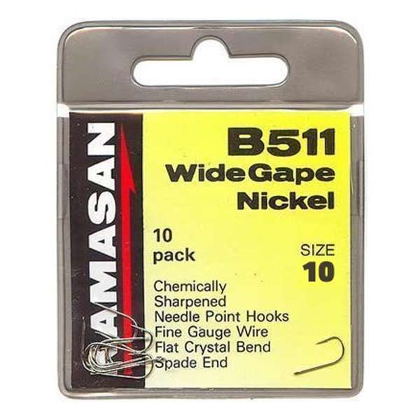 Kamasan B511 Wide Gape Nickel Widerhaken | Haken | Hakengröße 10