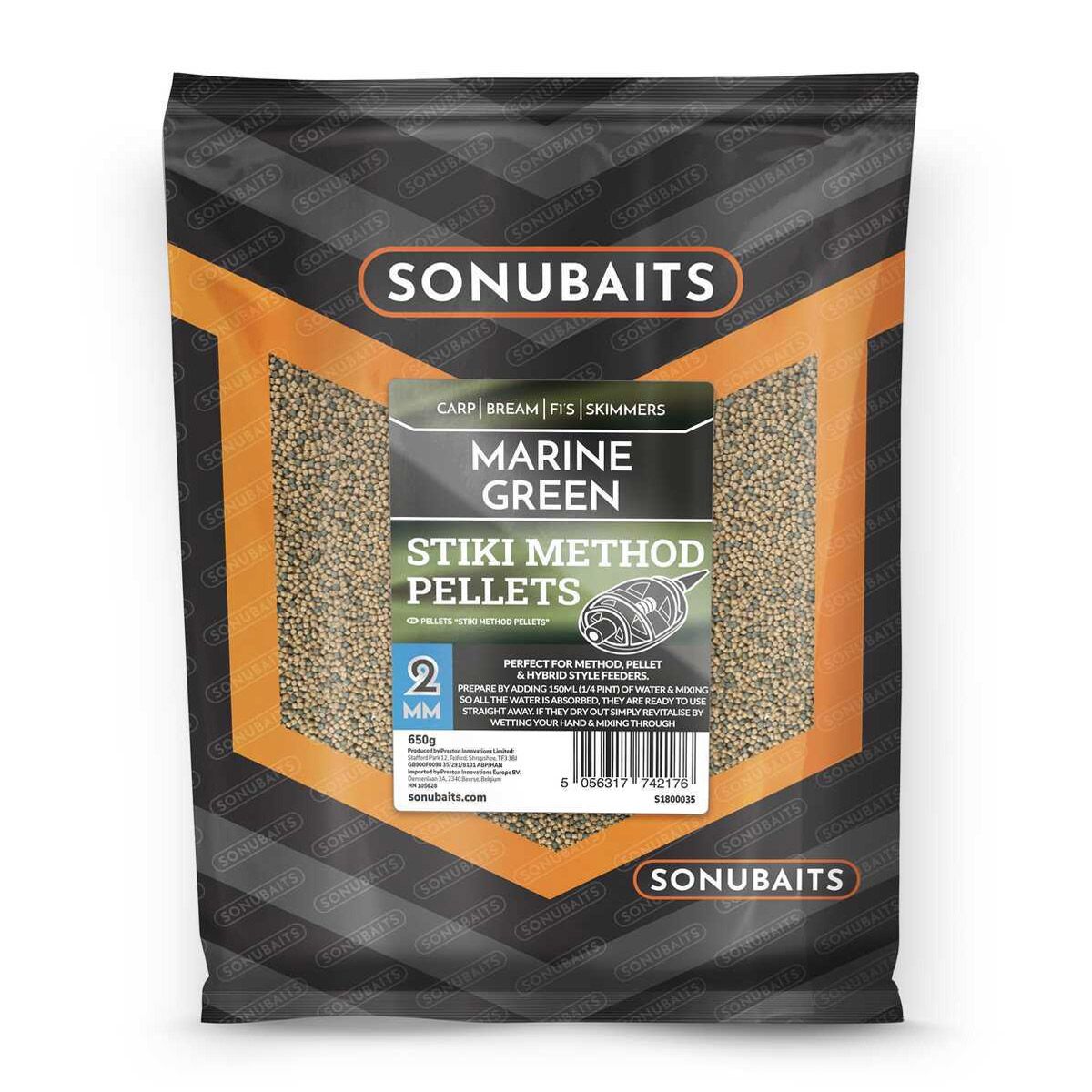 Sonubaits Stiki - Marine Green - Method Pellets - 4mm - 650gr