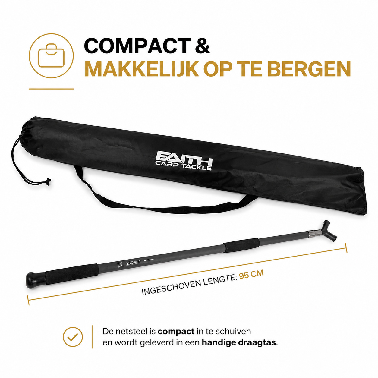Faith Carp Landing net - Telescopic Carbon Handle - 1,80m