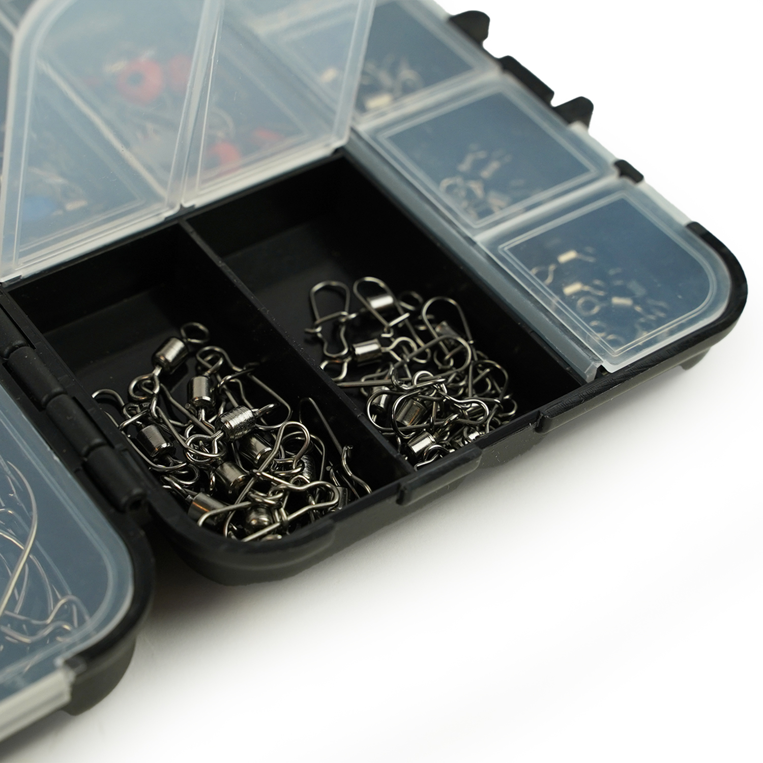 Fish-Xpro Hook&Swivel set - 177-Delig -Vishaakjes - Wartels -Visloodjes - incl. Tacklebox