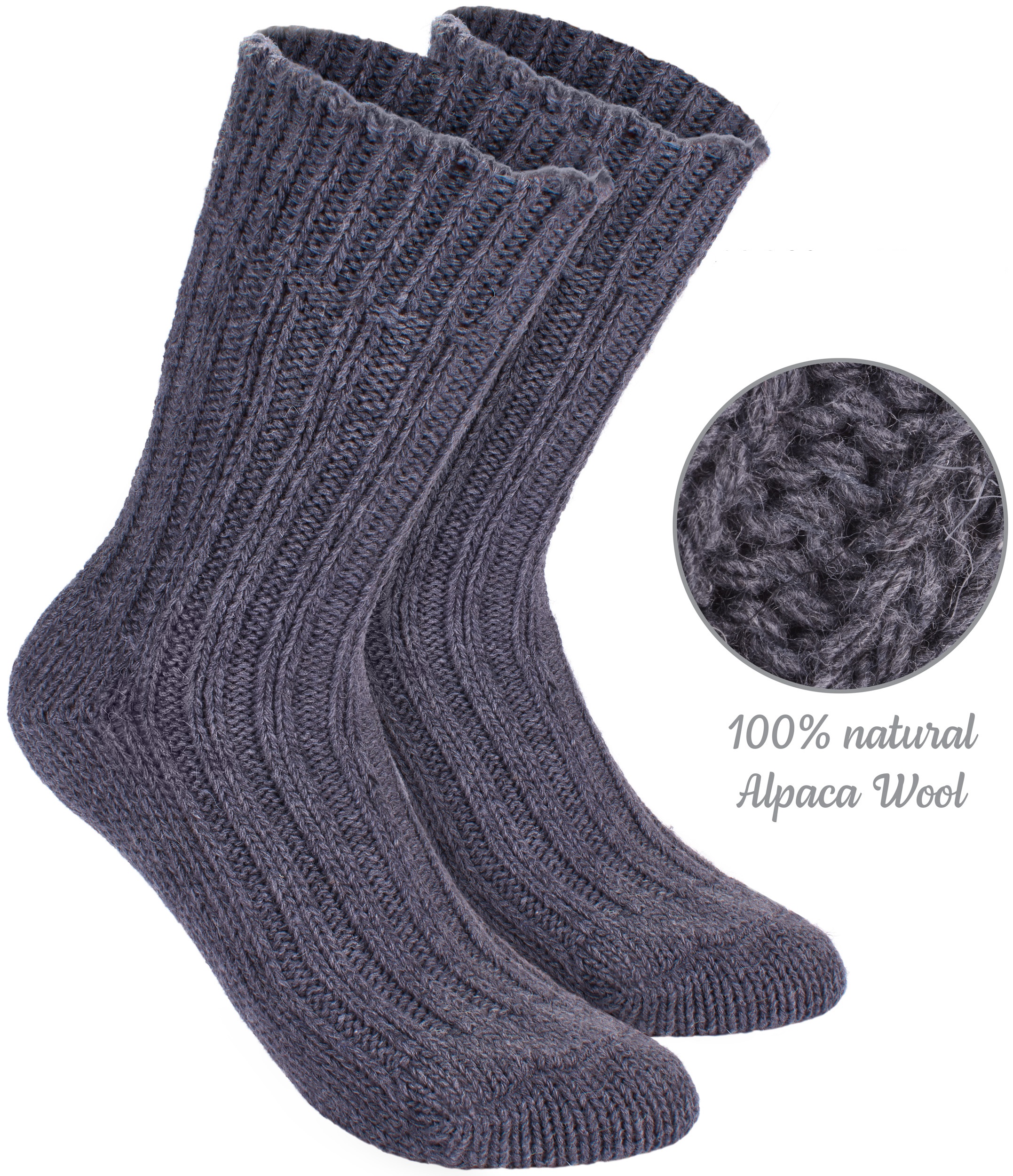 BRUBAKER 4 Paar Socken aus Alpakawolle – Grau- Braun