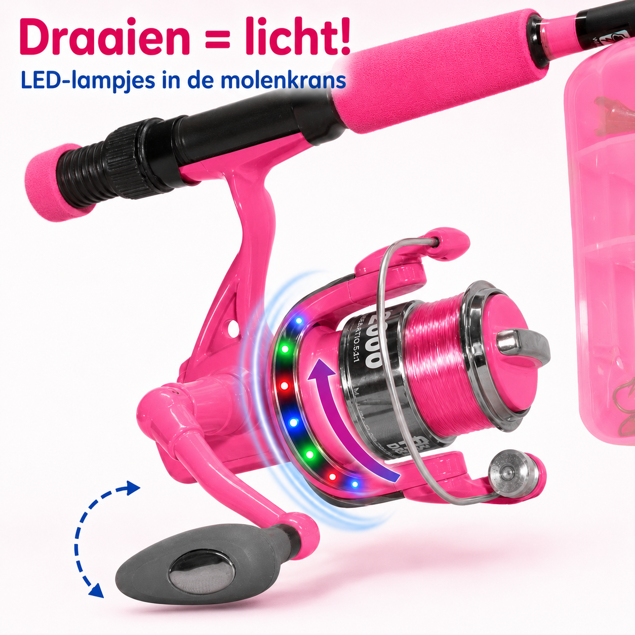 Eurocatch Werphengel set - compleet - Roze met lichtgevende werpmolen