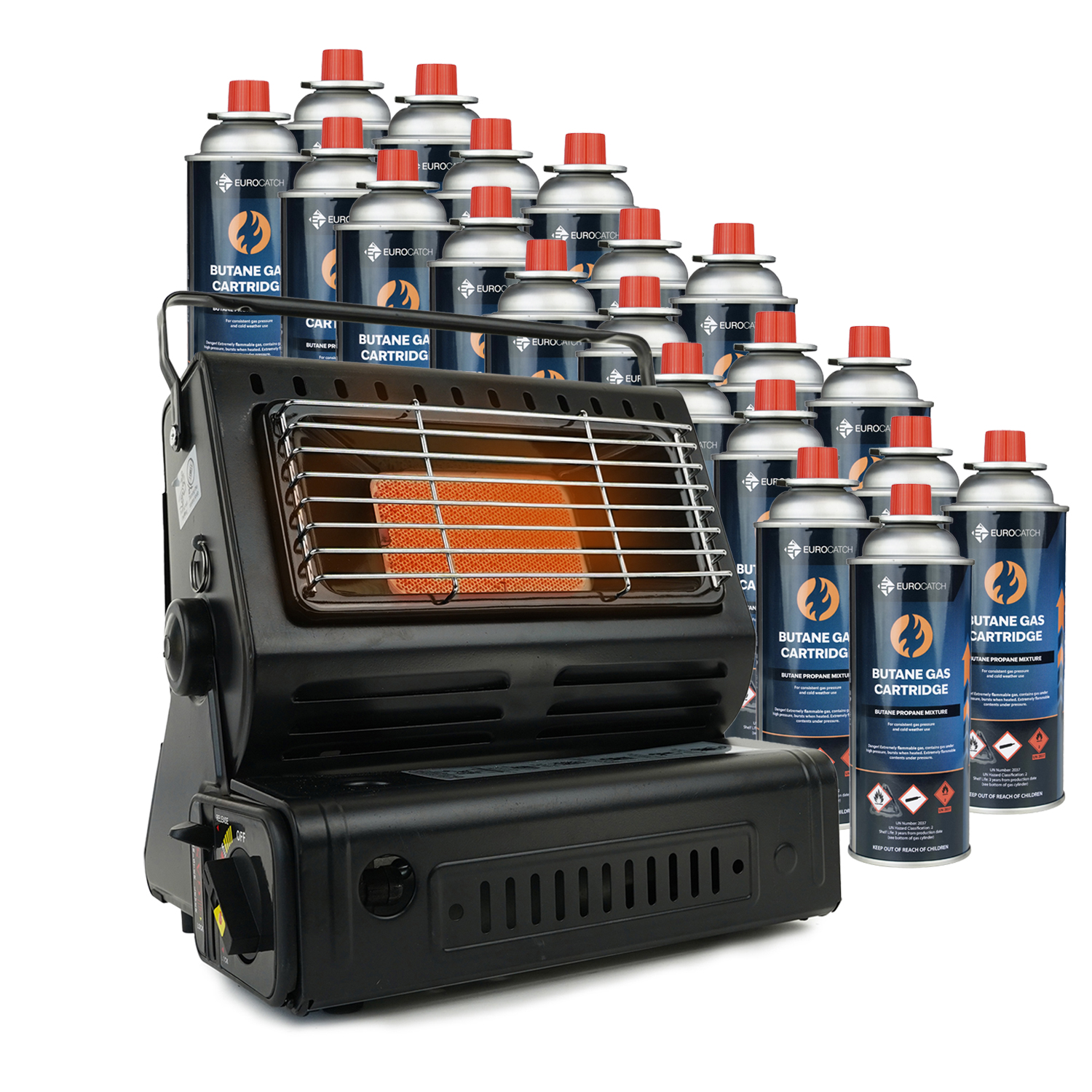 Eurocatch Gaskachel - Heater - Kacheltje - Terrasverwarmer - Campingkachel - Gas Heater - Verstelbaar - Draagbaar