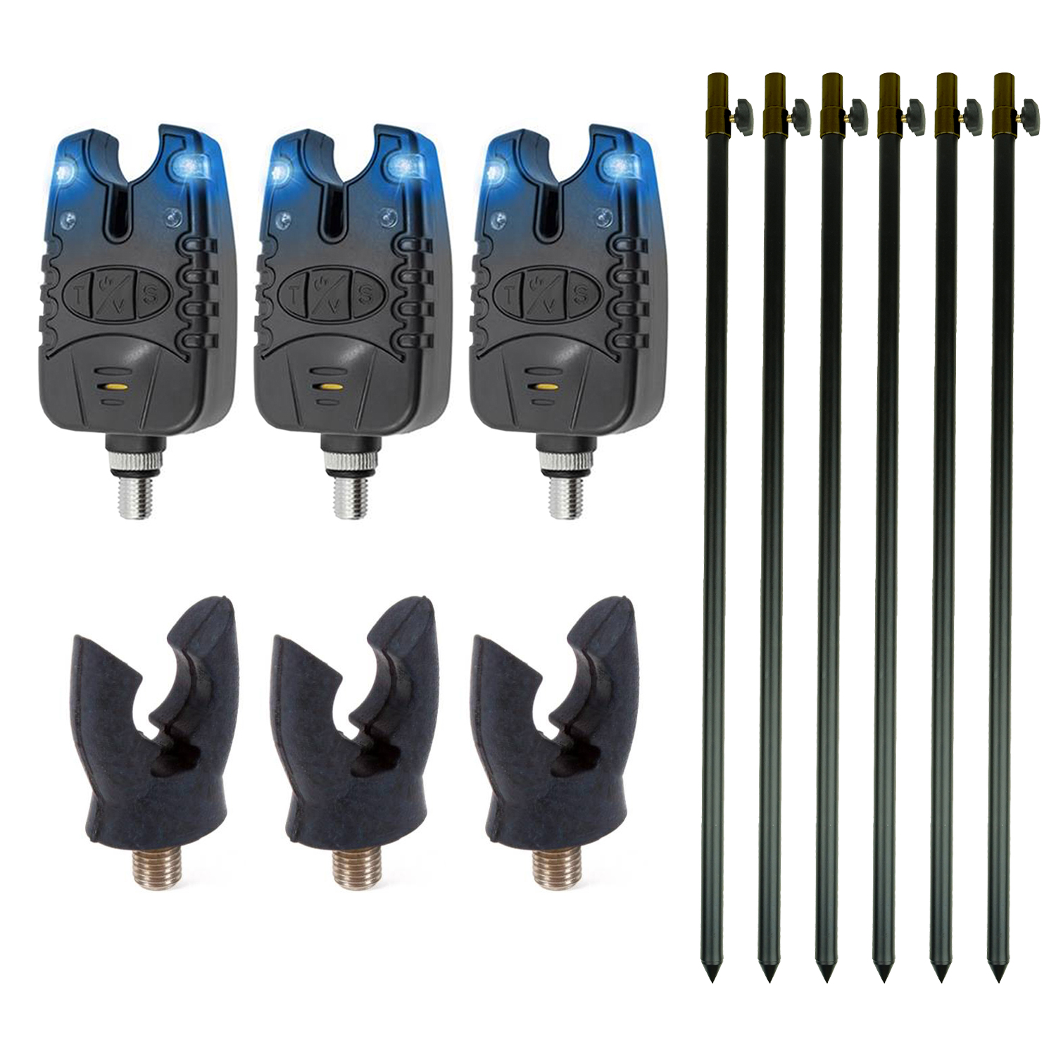 Eurocatch Beetmelder Bankstick set voor 3 hengels - Karpervissen - Beetverklikker - Hengelsteun