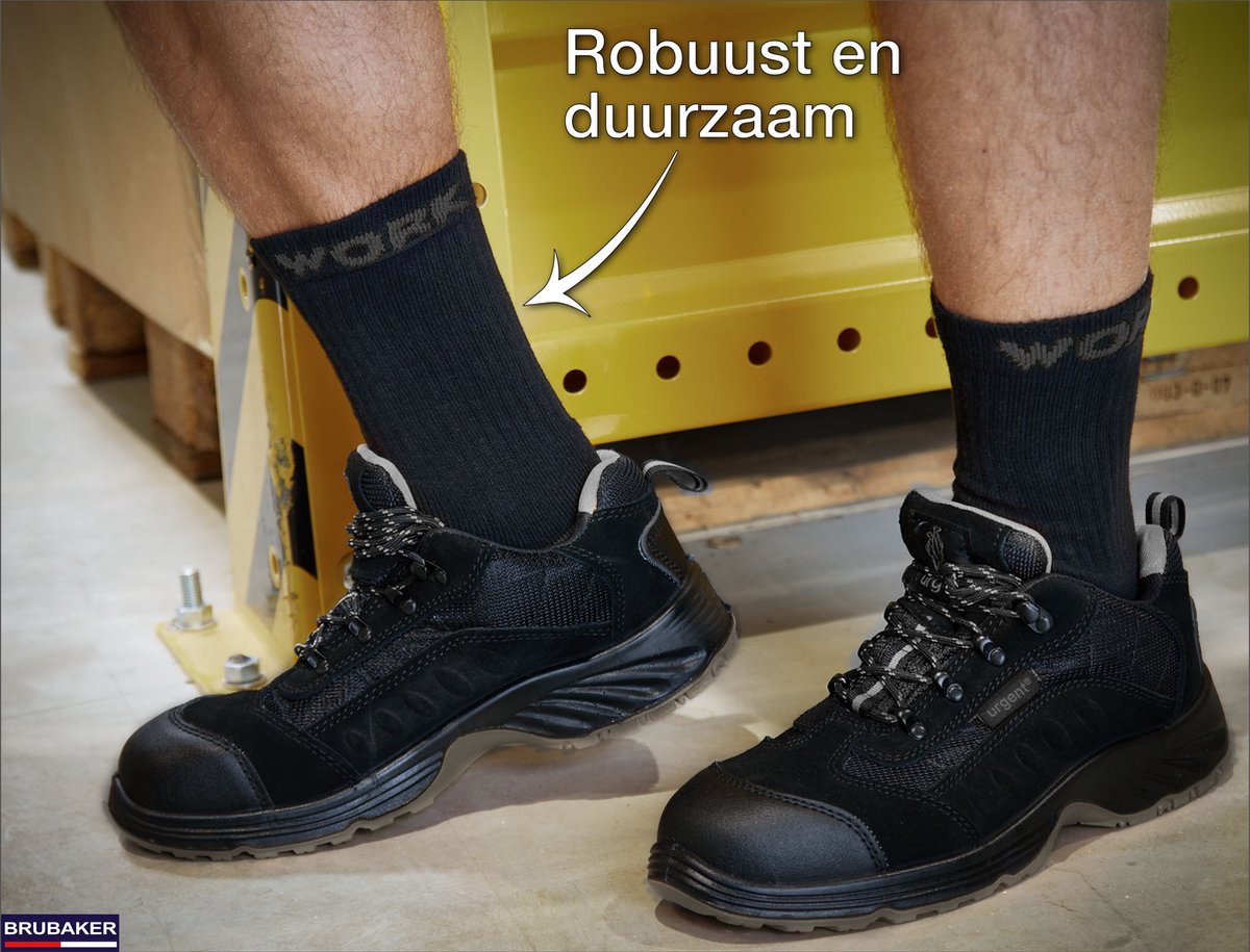 BRUBAKER Werksokken - 10 Paar - Katoen - Zwart - Maat 47-50