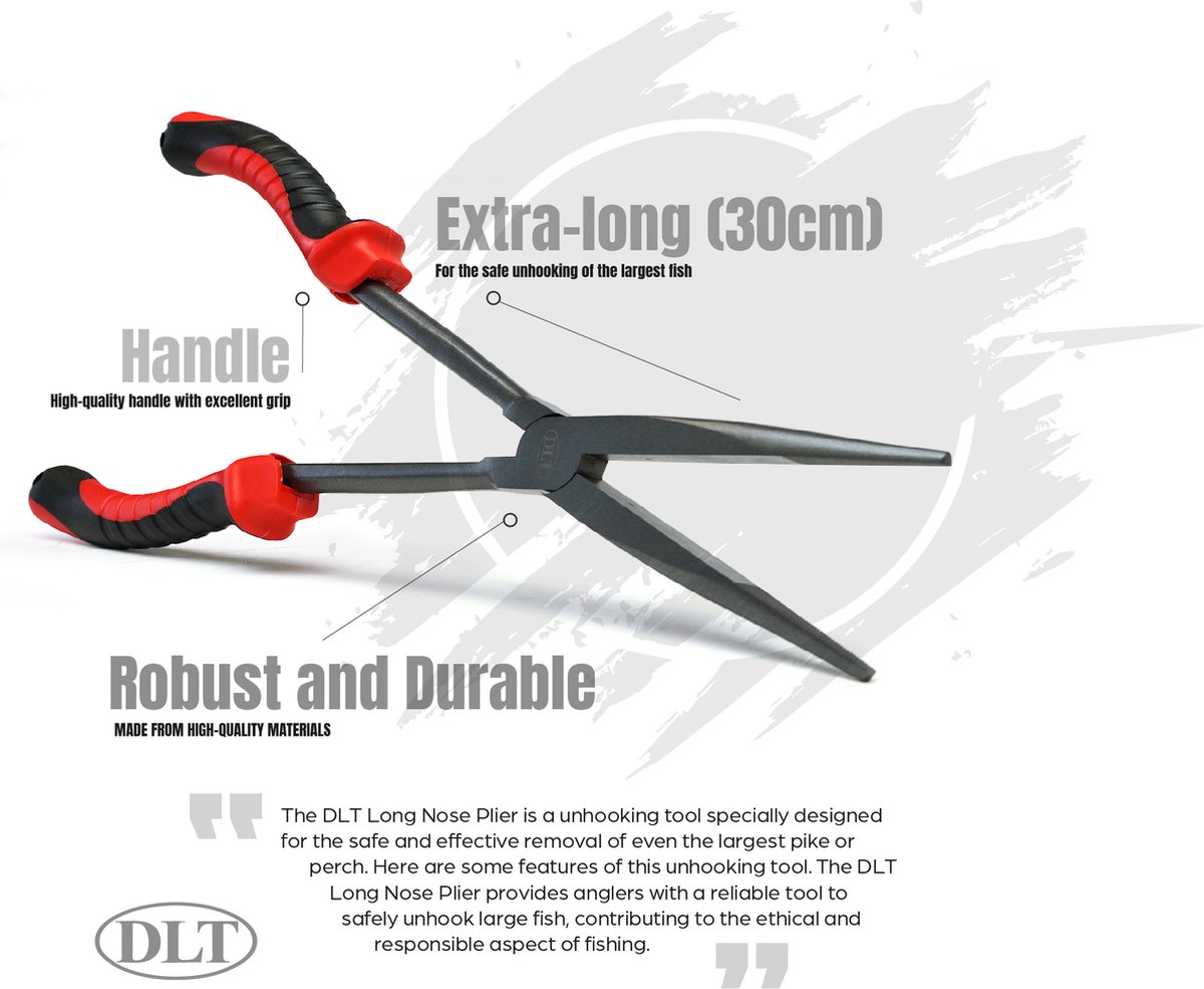 DLT Onthaaktangset 3-delig - Long Nose Plier - Heavy Duty Straight Nose Plier - Crimping Plier Incl. Sleeves - Carbon Staal - 30cm