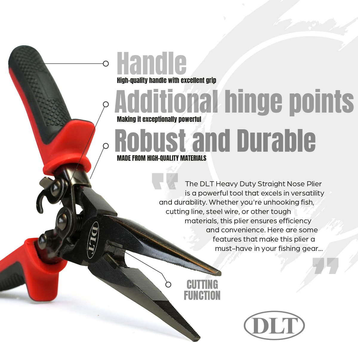 DLT Onthaaktangset 3-delig - Long Nose Plier - Heavy Duty Straight Nose Plier - Crimping Plier Incl. Sleeves - Carbon Staal - 30cm