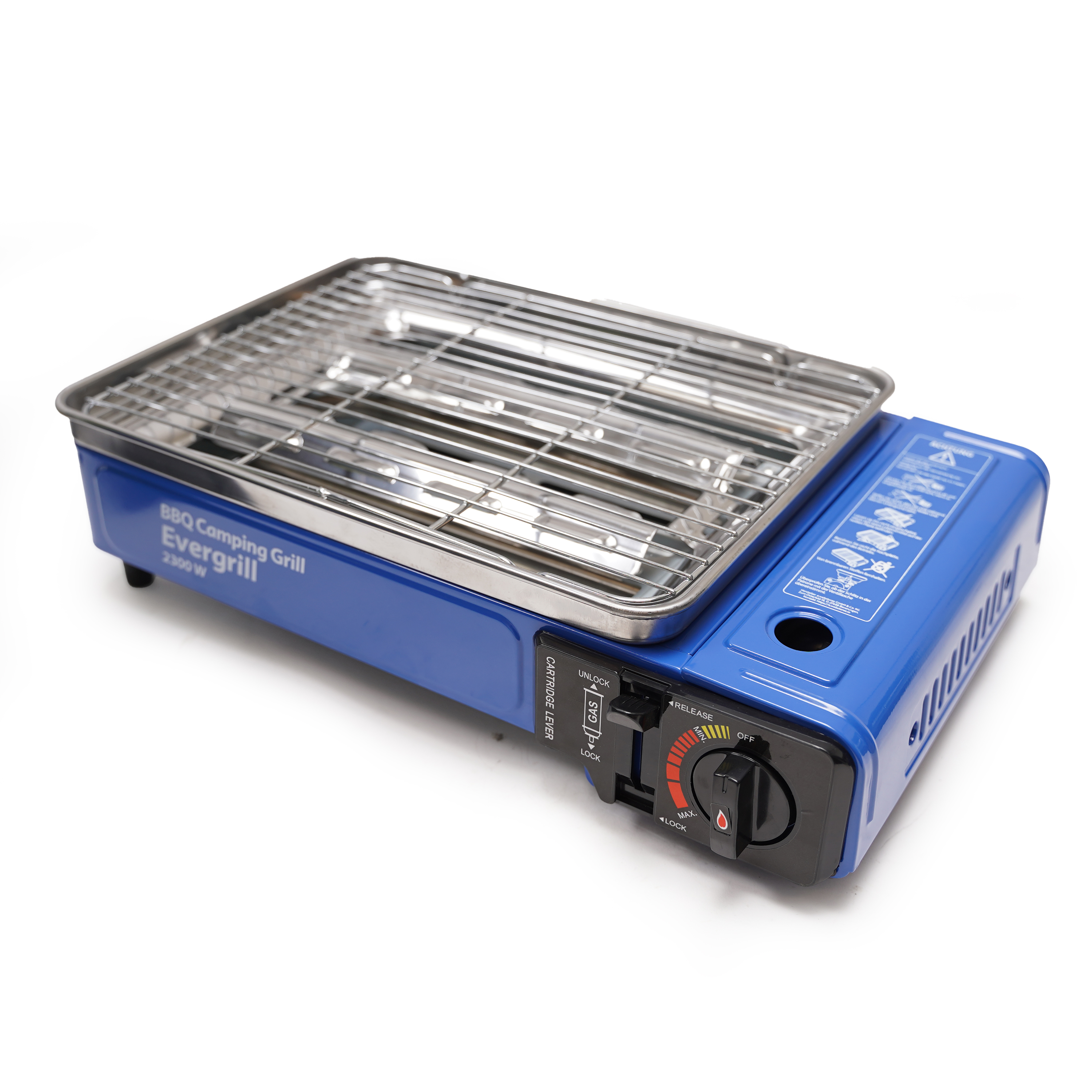 Eurocatch Butaangas Camping Grill Evergrill - Gas Barbecue - Camping Kooktoestel - Tafelgrill - Tafelbarbecue - incl. 12 gasbussen