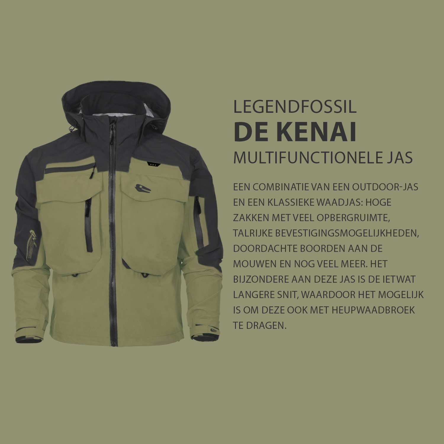 Legendfossil Outdoorjack Kenai - Waterdicht Outdoorjack - Fleecevoering - Winddicht - Desert Black _ XL