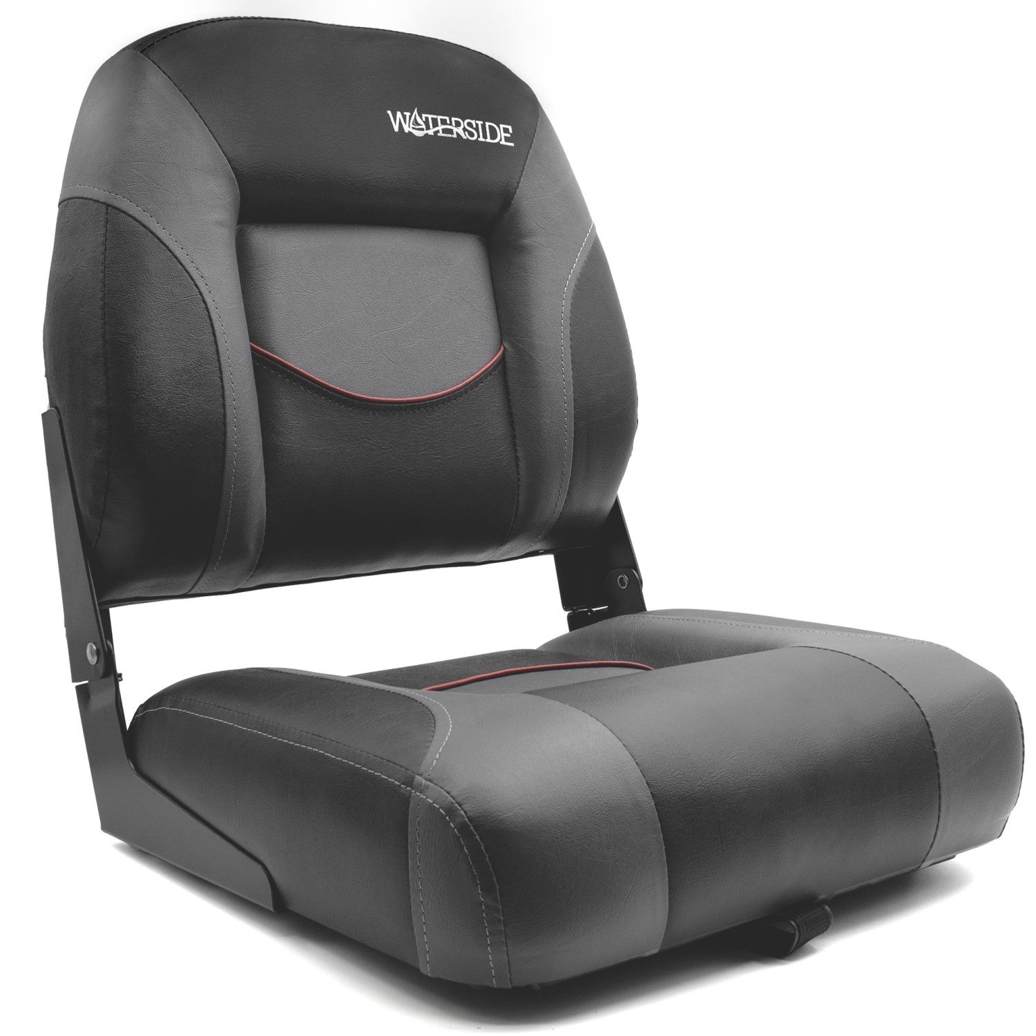 Waterside Luxus Low Back Boatseat | Zwart/Grijs | Bootstoel