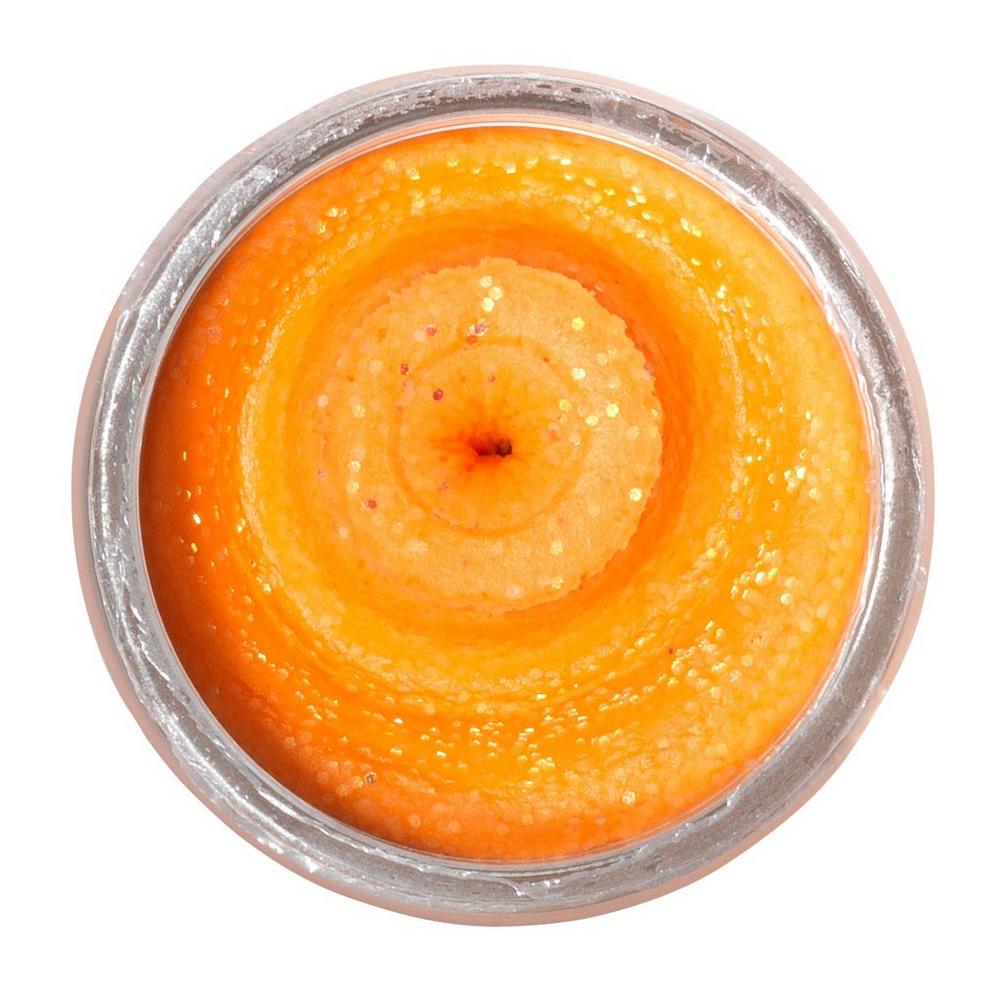 Berkley Natural Glitter Troutbait - Garlic - Fluo Orange Glitter