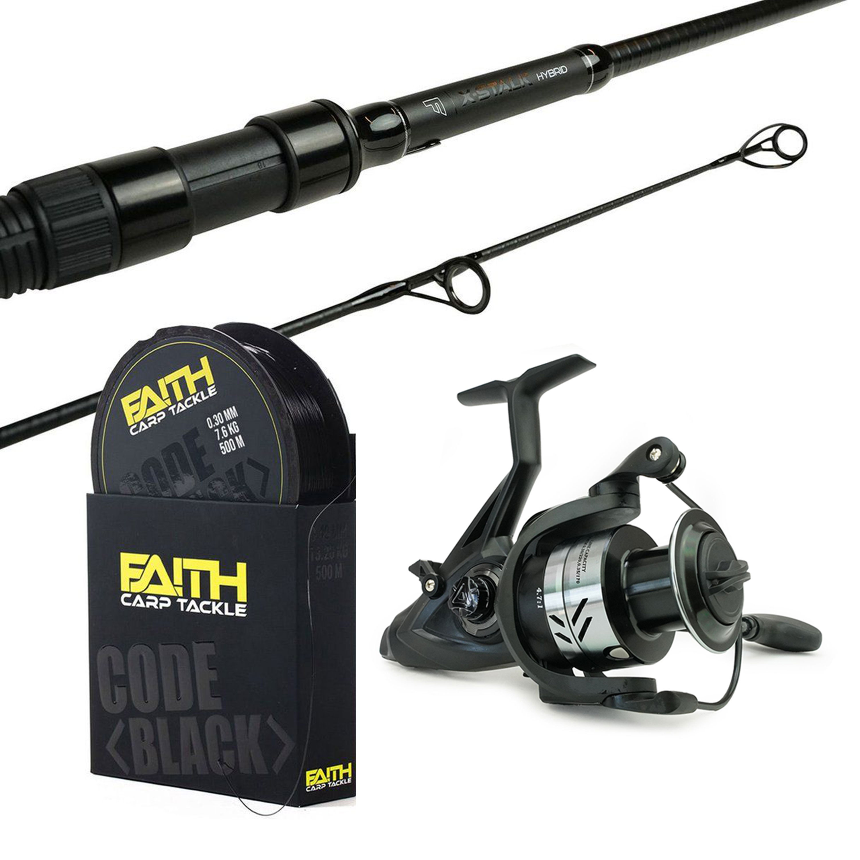 Faith Hengelset  X-Stalk Hybrid 9Ft 2,75lbs - Faith Nobilis LL 3500 Freerunner  - 500m Nylon Lijn oneshot