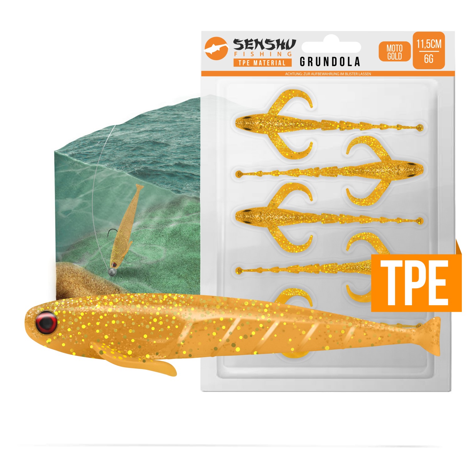 Senshu Grondel 11,5cm - 6gr - 5 Stuks - Moto Gold