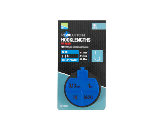 Preston Revalution hooklengts N-20 - 0.11mm - Size 12 - 1m