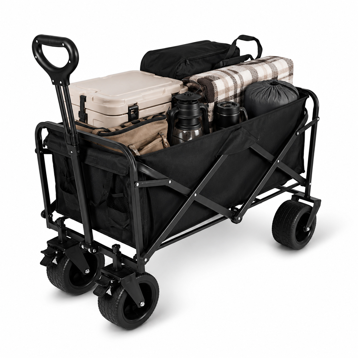 Eurocatch Folding Wagon XL Wide wheels - 88x56x73cm - Black