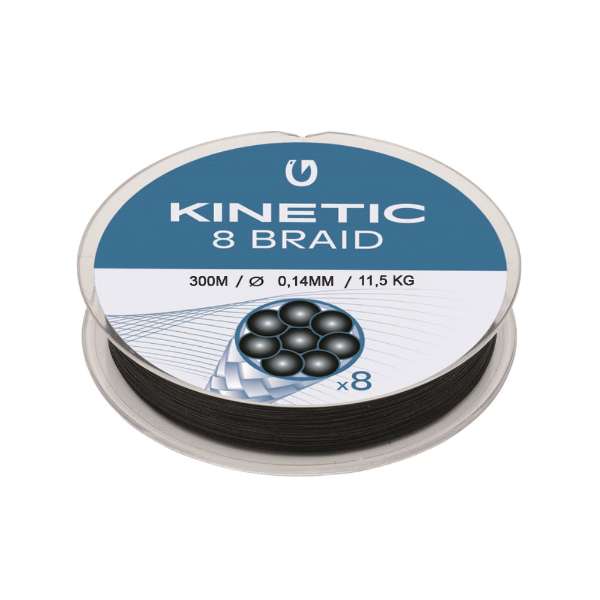 Kinetic 8 Braid | Black | Gevlochten lijn | 300m | 0.14mm | 11.5kg
