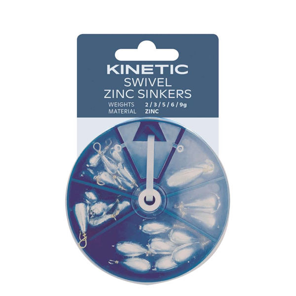 Kinetic Swivel Zinc Sinkers Assortment | Verdeeldoos | Loodvrije Gewichtjes