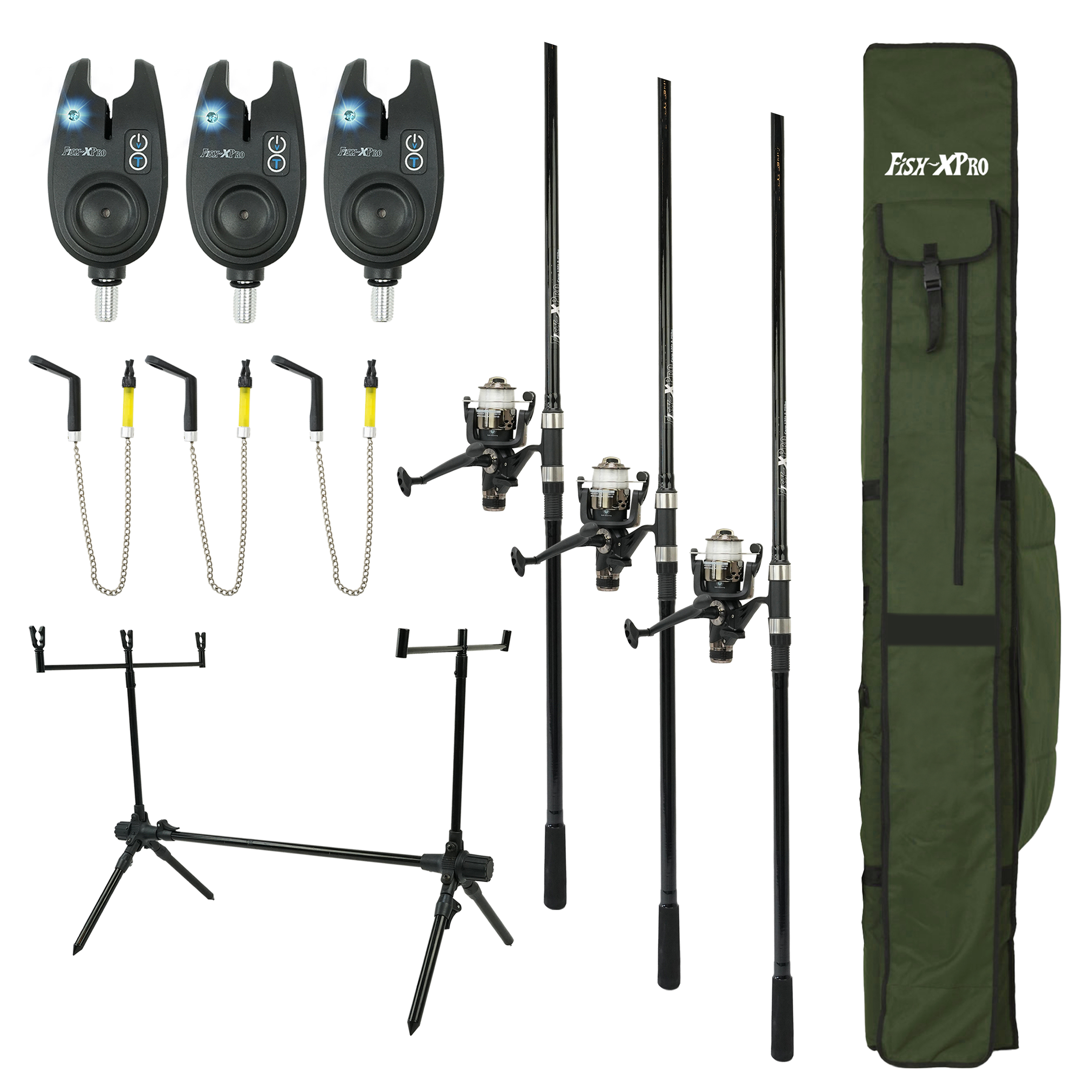 FISH-XPRO Karperset | Carpset Pro Improve Set | 3-Rod | Karperhengelset