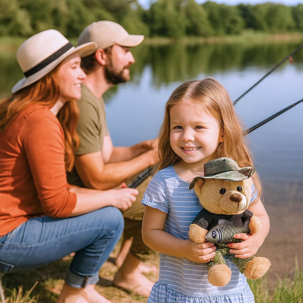 BRUBAKER Teddybeer Visser met Vis en Vissershoed