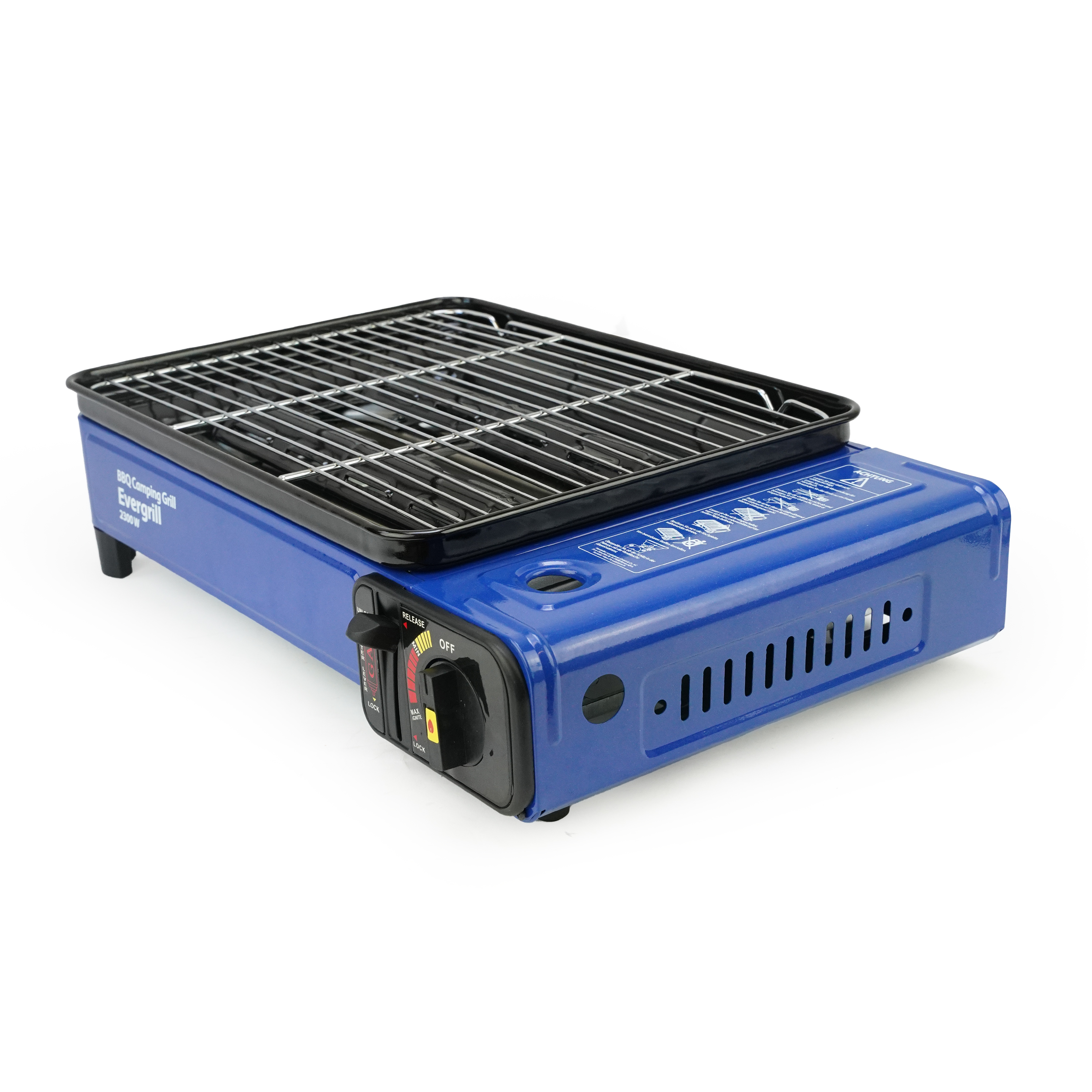 Eurocatch Butaangas Camping Grill Evergrill - Gas Barbecue - Camping Kooktoestel - Tafelgrill - Tafelbarbecue - incl. 12 gasbussen