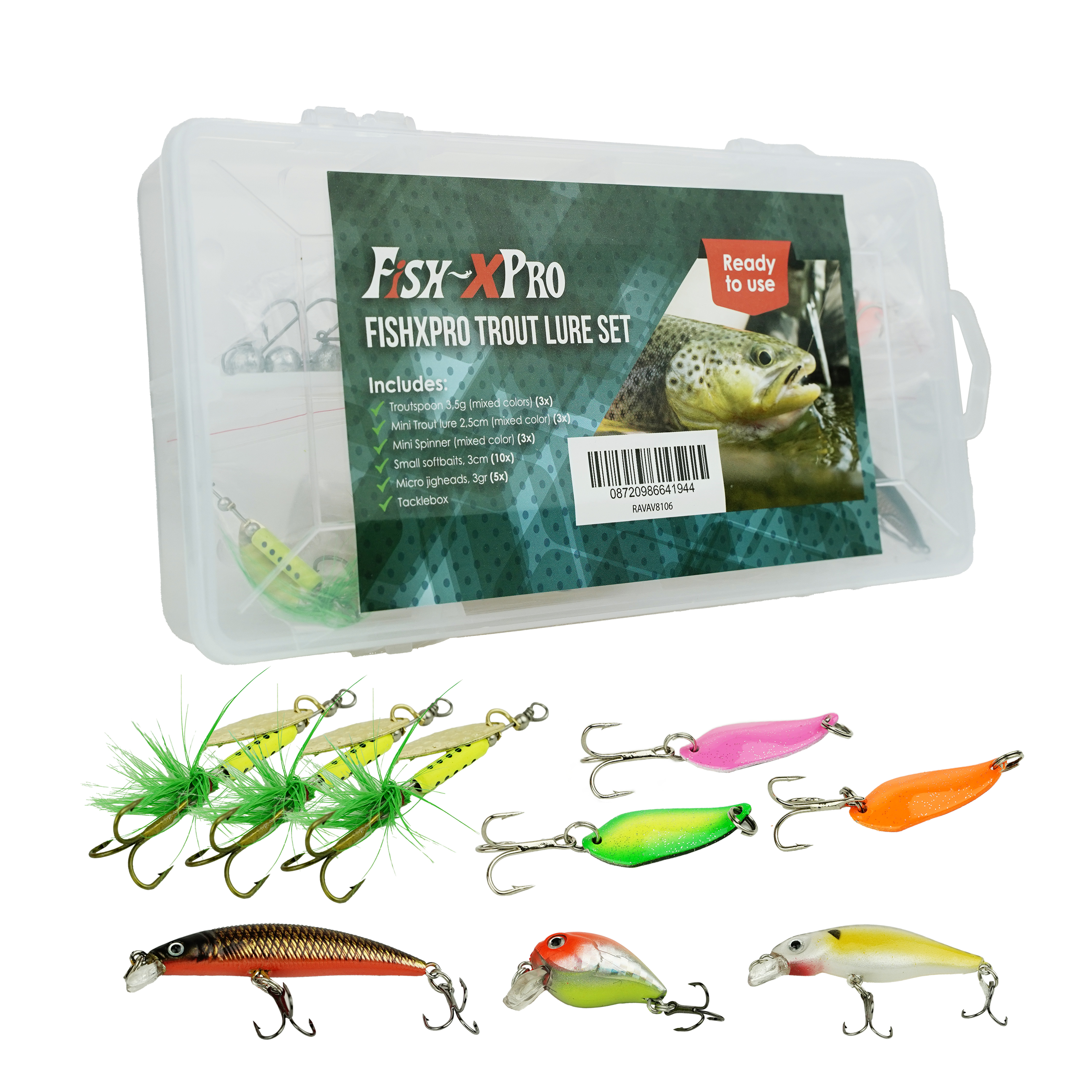 Fish-Xpro  Forellen Kunstaas Set - Plugjes - Spinners - Softbaits