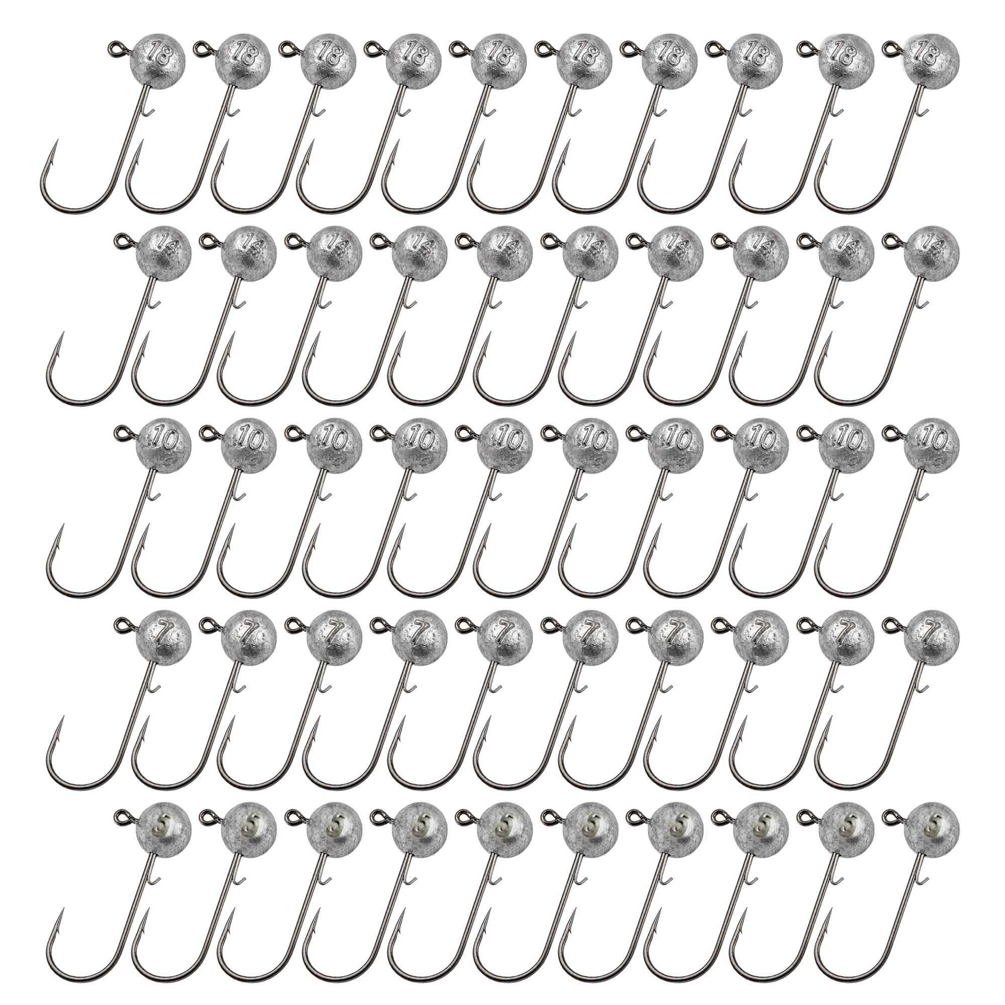 Fish-Xpro Jighead assortment - 50pcs incl Tacklebox - 5,7,10,14 & 18g