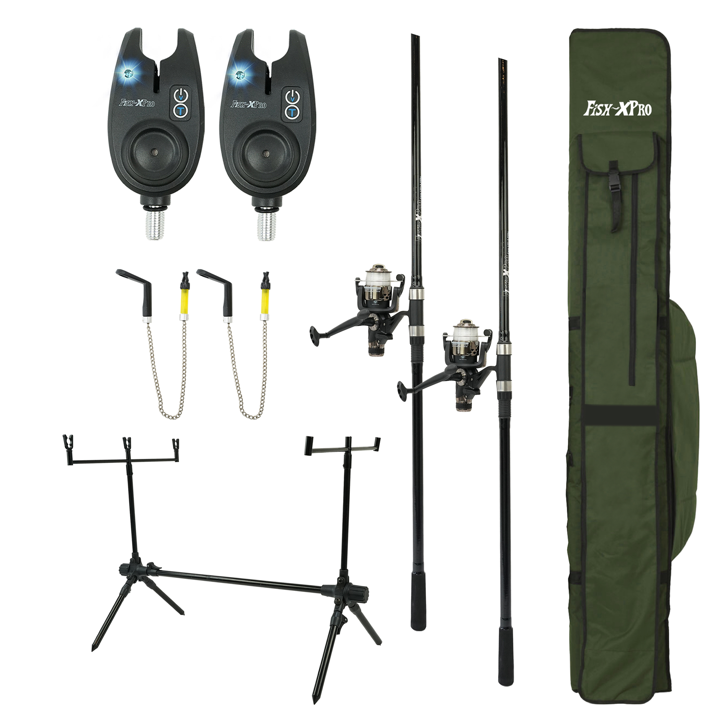 FISH-XPRO Karperset | Carpset Pro Improve Set | 2-Rod | Karperhengelset  