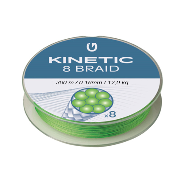 Kinetic 8 Braid | Fluo Green | 300m | 0.16mm | 12.0kg | Gevlochten Lijn