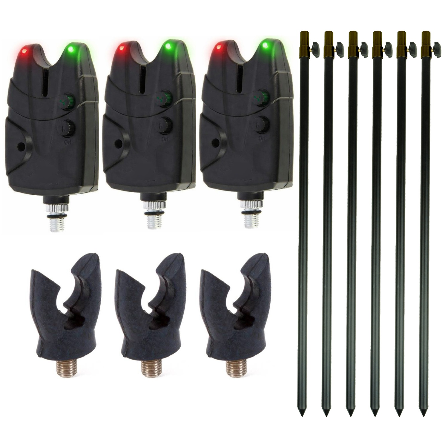 Eurocatch Beetmelder Bankstick set voor 3 hengels - Karpervissen - Beetverklikker - Hengelsteun